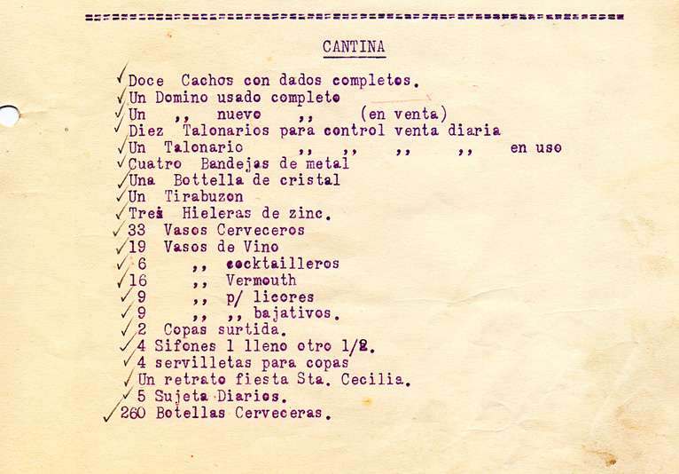 Inventario Sociedad Musical Cantina – 1 de marzo de 1928