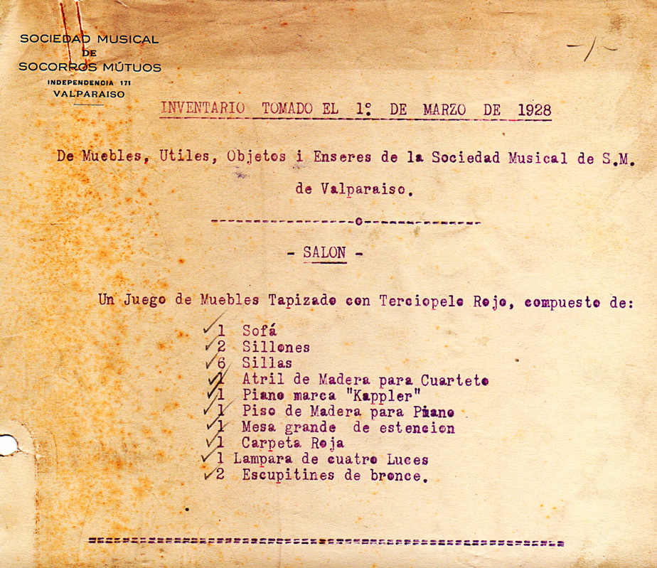Inventario SMSMV – 1 de marzo de 1928