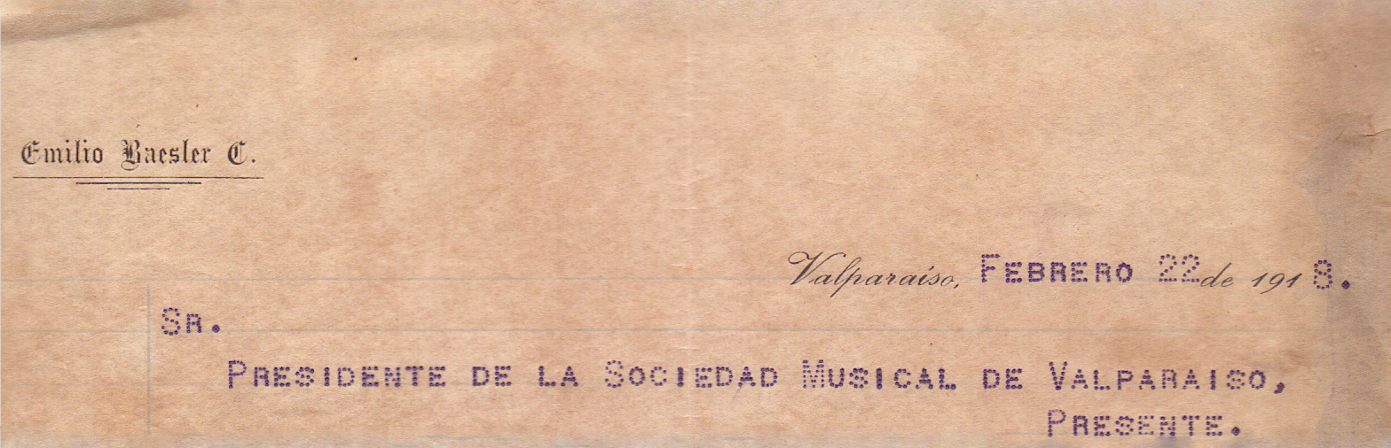 Encabezado carta a la SMSMV- 22 de febrero de 1918